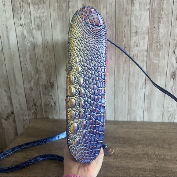 Brahmin Katie Multicolor Magic Ombre Crocodile Embossed Crossbody Bag Pink Blue - Picture 3 of 8